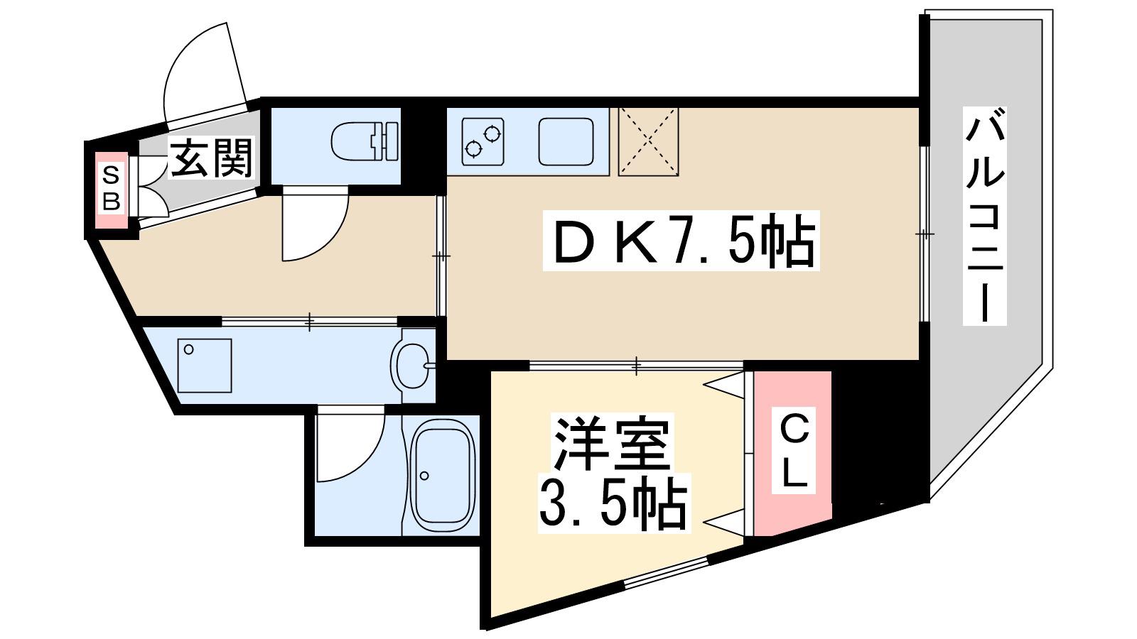パークヒルズ東三国ヴィジョン(1DK/5階)の間取り写真