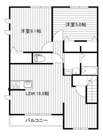 デイジーコートA棟(2LDK/2階)の間取り写真