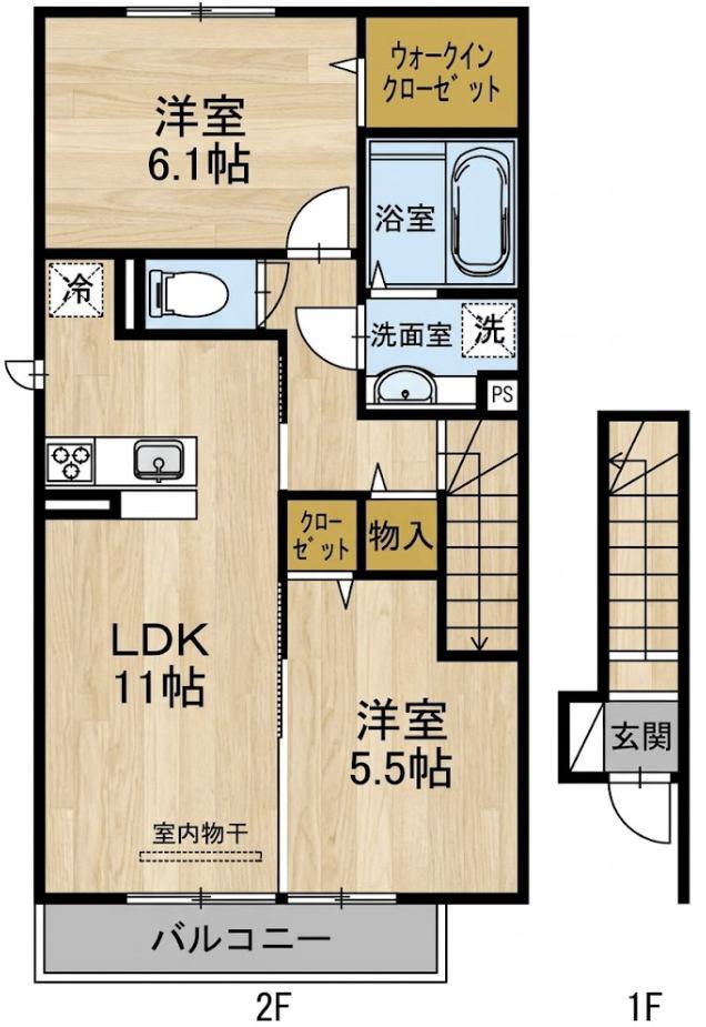 チェリーハウスII(2LDK/2階)の間取り写真