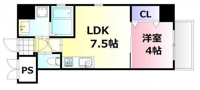 KATAYAMABLDG 24(1LDK/12階)の間取り写真