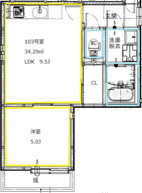 GRANDTIC オルゲント 4号(1LDK/2階)の間取り写真
