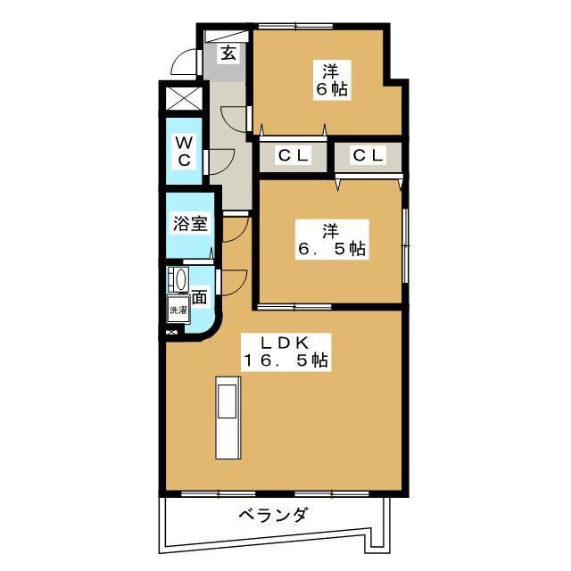 GRAND HILLS(2LDK/3階)の間取り写真