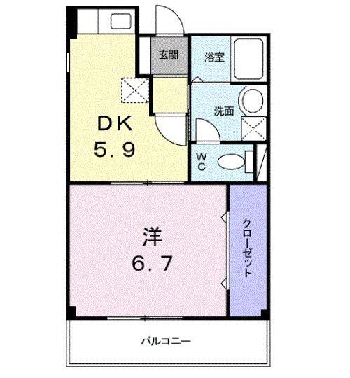 エムズコート(1DK/1階)の間取り写真