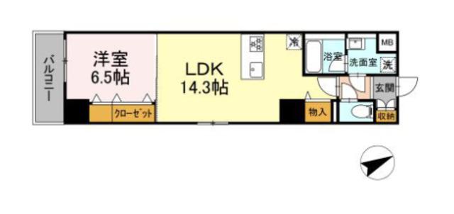 セントラル立川(1LDK/5階)の間取り写真