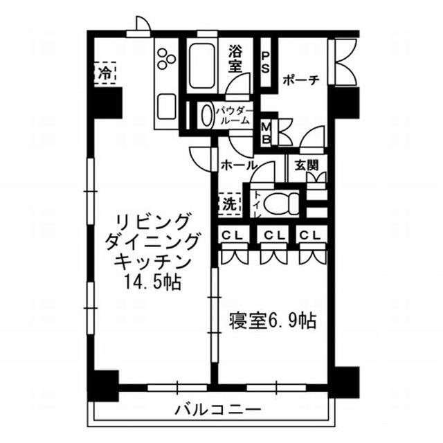 レジディア月島III(1LDK/12階)の間取り写真