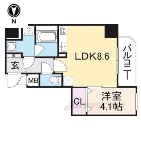 インフィニティ(1LDK/6階)の間取り写真