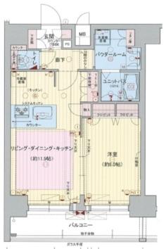 プレサンス本町ジョイス(1LDK/11階)の間取り写真