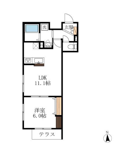 アルタイル 等々力(1LDK/1階)の間取り写真
