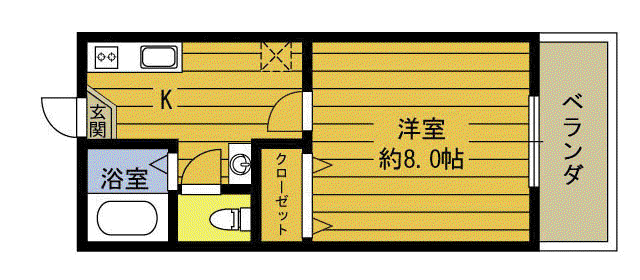 アミュゼ7(1K/1階)の間取り写真
