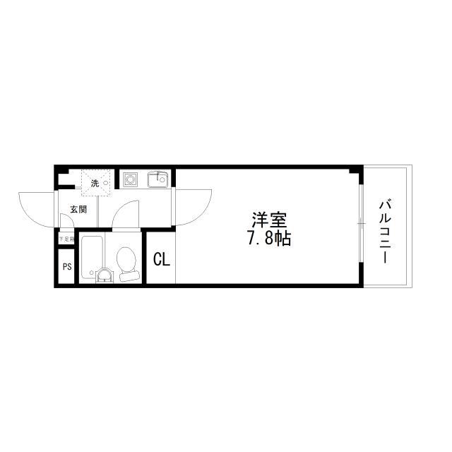 ノースフラット(1K/2階)の間取り写真