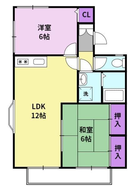 セジュール矢取 B(2LDK/1階)の間取り写真