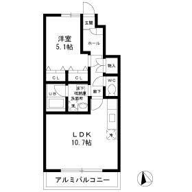SKY VIEW 田奈(1LDK/1階)の間取り写真
