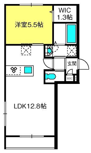 PREMIER(1LDK/2階)の間取り写真