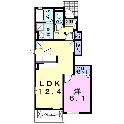 グラシオッソA(1LDK/1階)の間取り写真