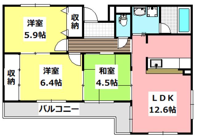 アーバンビレッジ香花園(3LDK/2階)の間取り写真