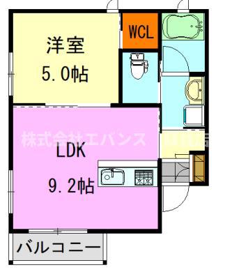 RICHE YAMADA V(1LDK/2階)の間取り写真