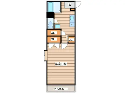 プロミネンス萩野町(1K/3階)の間取り写真