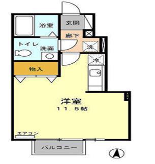 プチ プレジオ(ワンルーム/1階)の間取り写真