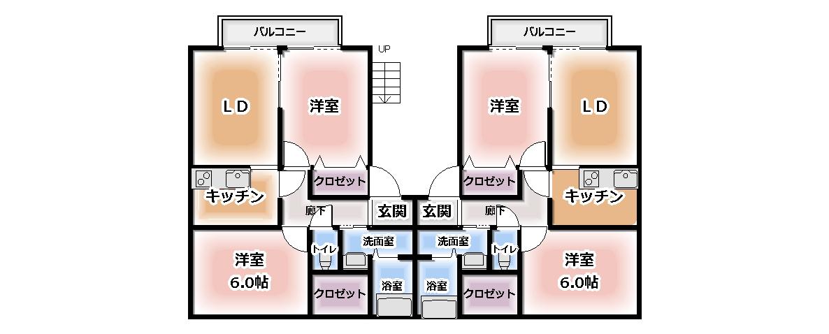 ディアコートB棟(2LDK/2階)の間取り写真