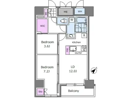 ハーモニーレジデンス東京イーストコア♯004(2LDK/10階)の間取り写真