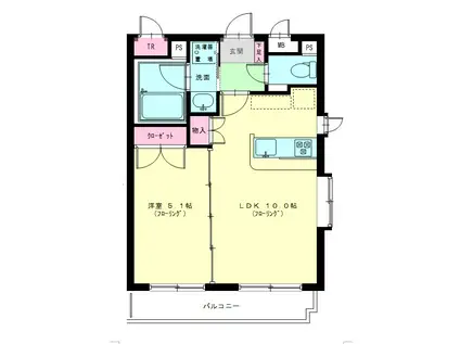 ウィステリア柏木(1LDK/3階)の間取り写真