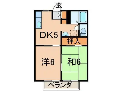 ライブリッチA(2DK/2階)の間取り写真