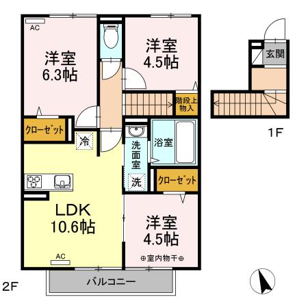 ロイヤルレジデンス東泉町(3LDK/2階)の間取り写真