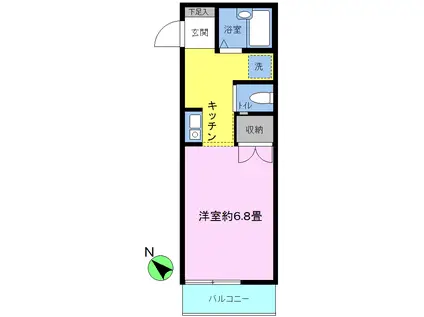 クレスト中村(1K/2階)の間取り写真