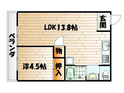 MOON片野(1LDK/5階)の間取り写真