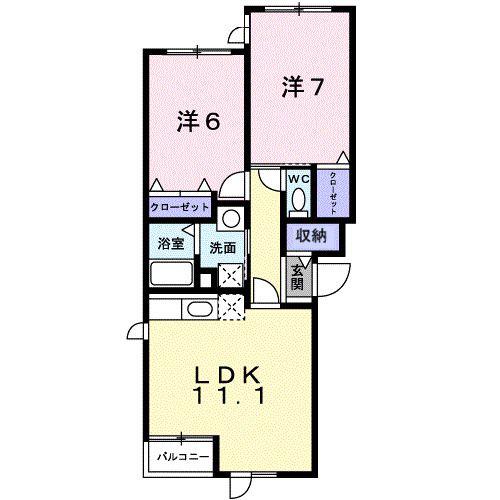 M・アプローズ(2LDK/2階)の間取り写真