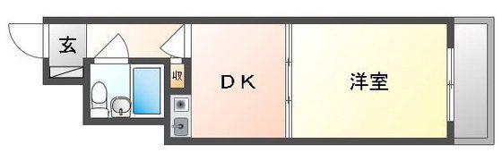 ライオンズマンション中山下(1DK/6階)の間取り写真