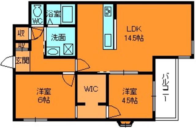 サンローゼ竜田川(2LDK/2階)の間取り写真