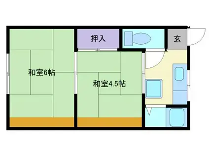 イソミハイツ(2K/2階)の間取り写真