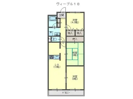 ヴィーブル18(3LDK/3階)の間取り写真