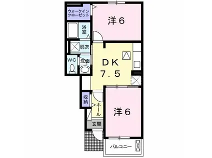 カレントヒルズ善導寺I(2DK/1階)の間取り写真
