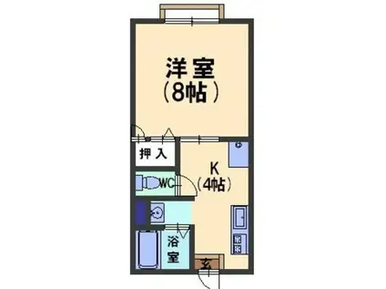 サンガーデン大根布(1K/2階)の間取り写真