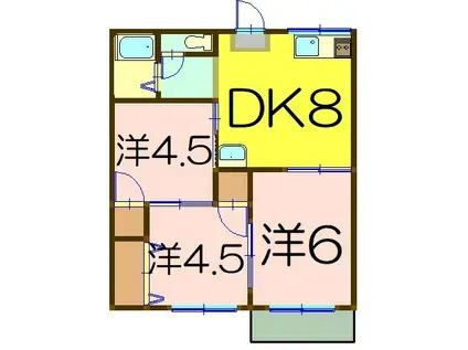 ラフォーレ天神(3DK/1階)の間取り写真