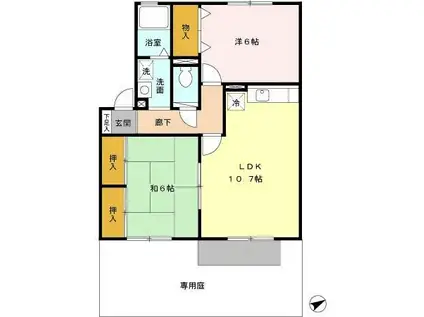 ファミールハイツ(2LDK/1階)の間取り写真