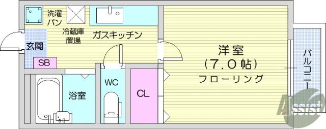 コーポサザンカ(1K/2階)の間取り写真