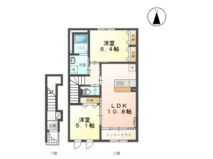 クレシアI(2LDK/2階)の間取り写真