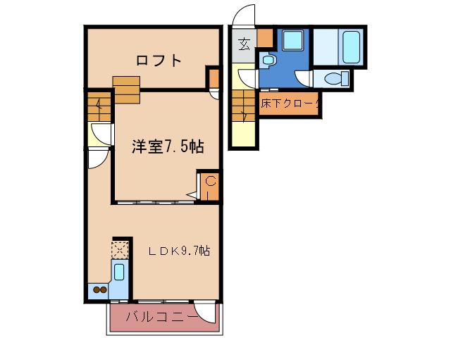 コンフォートペネフィス・DUO香椎参道(1LDK/1階)の間取り写真