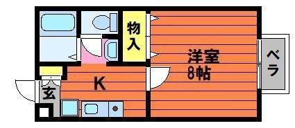 セジュール平松(1K/2階)の間取り写真