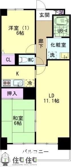 CASA ELEVATO(2LDK/4階)の間取り写真