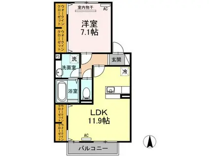 ラ・サクラ・サクラI/ラ・愛夏・ミミ ラ・愛夏・ミミ(1LDK/2階)の間取り写真