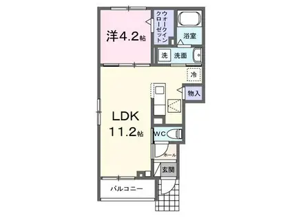 サミュール(1LDK/1階)の間取り写真