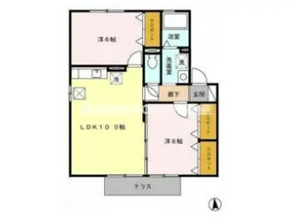 フローラルビレッジVI番館(2LDK/2階)の間取り写真