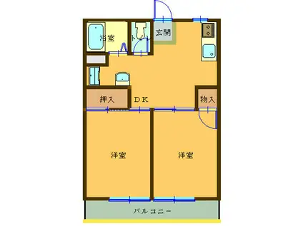 さくらレジデンス石下 B棟(2DK/3階)の間取り写真