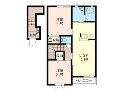 メゾン・トレゾール(2LDK/2階)の間取り写真