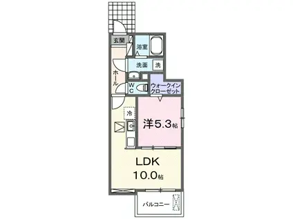 メゾン ハナビシ A(1LDK/1階)の間取り写真