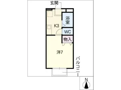 ガーデン南ガ丘(1K/2階)の間取り写真